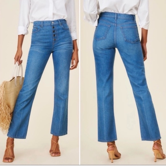 Reformation Denim - Reformation Cynthia Button Fly High Rise Straight